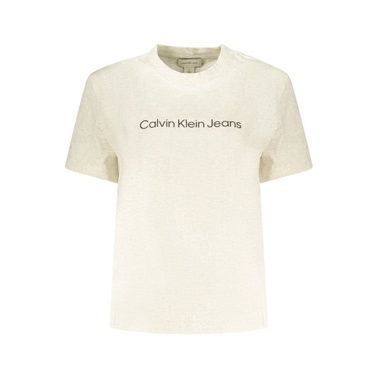 Beige Cotton Women T-Shirt